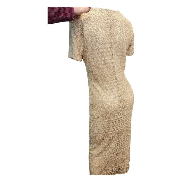 JPS Gold Sparkly Maxi Dress Womens Size 10P Vintage - Picture 4 of 8